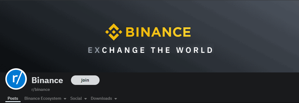 Binance's Reddit header