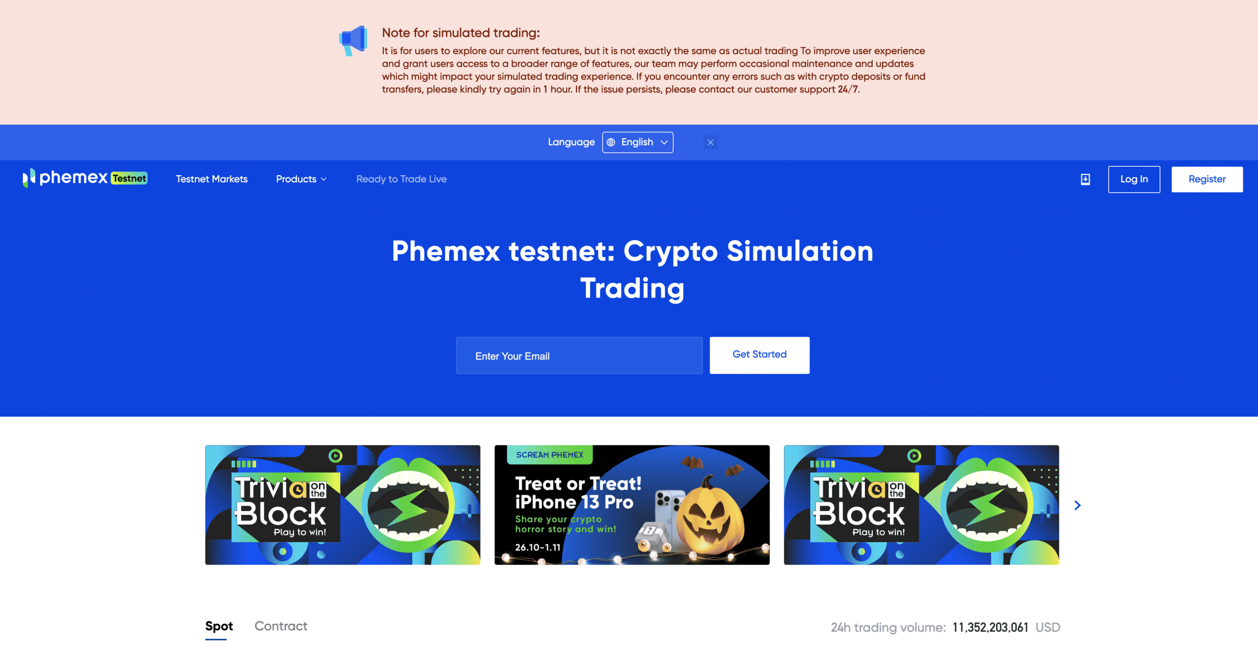 Phemex simulated trading