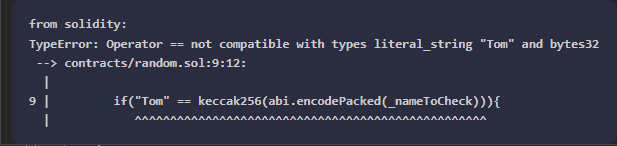 operator not compatible with types literal_string and bytes32 solution